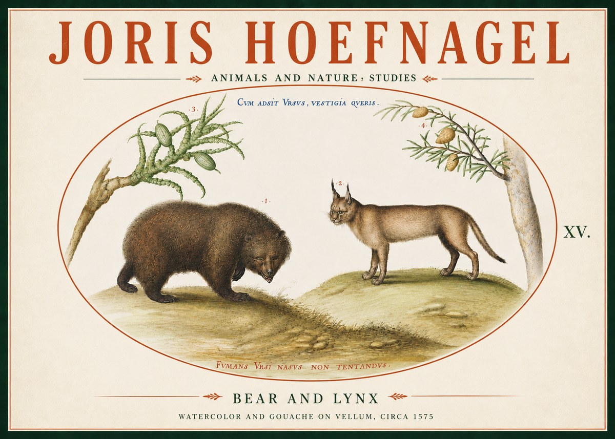 Joris Hoefnagel Bear and Lynx No6 - Poszter