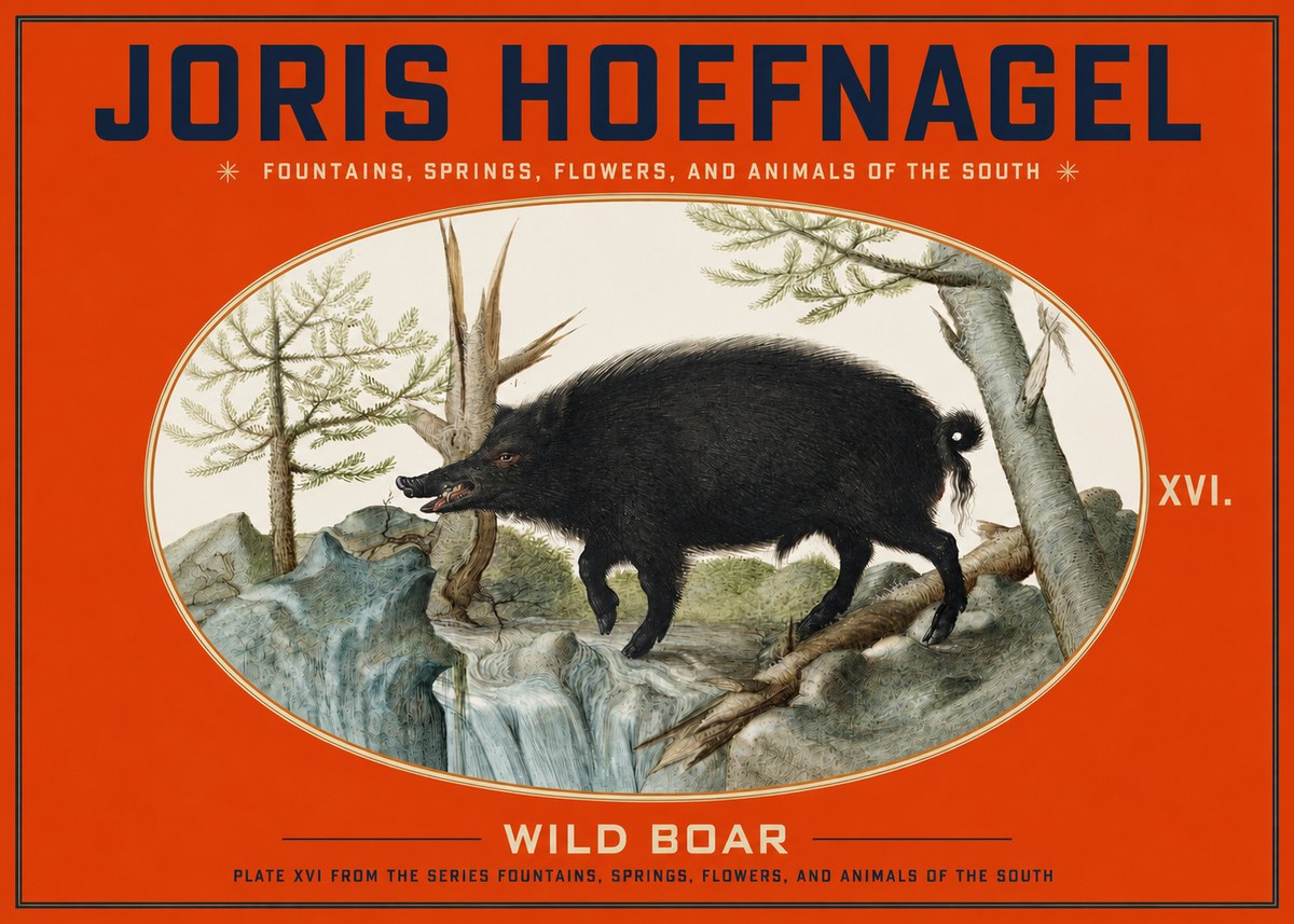 Joris Hoefnagel Fountains, Springs, Flowers, and Animals of the South - Plate Xvi No3 - Poszter
