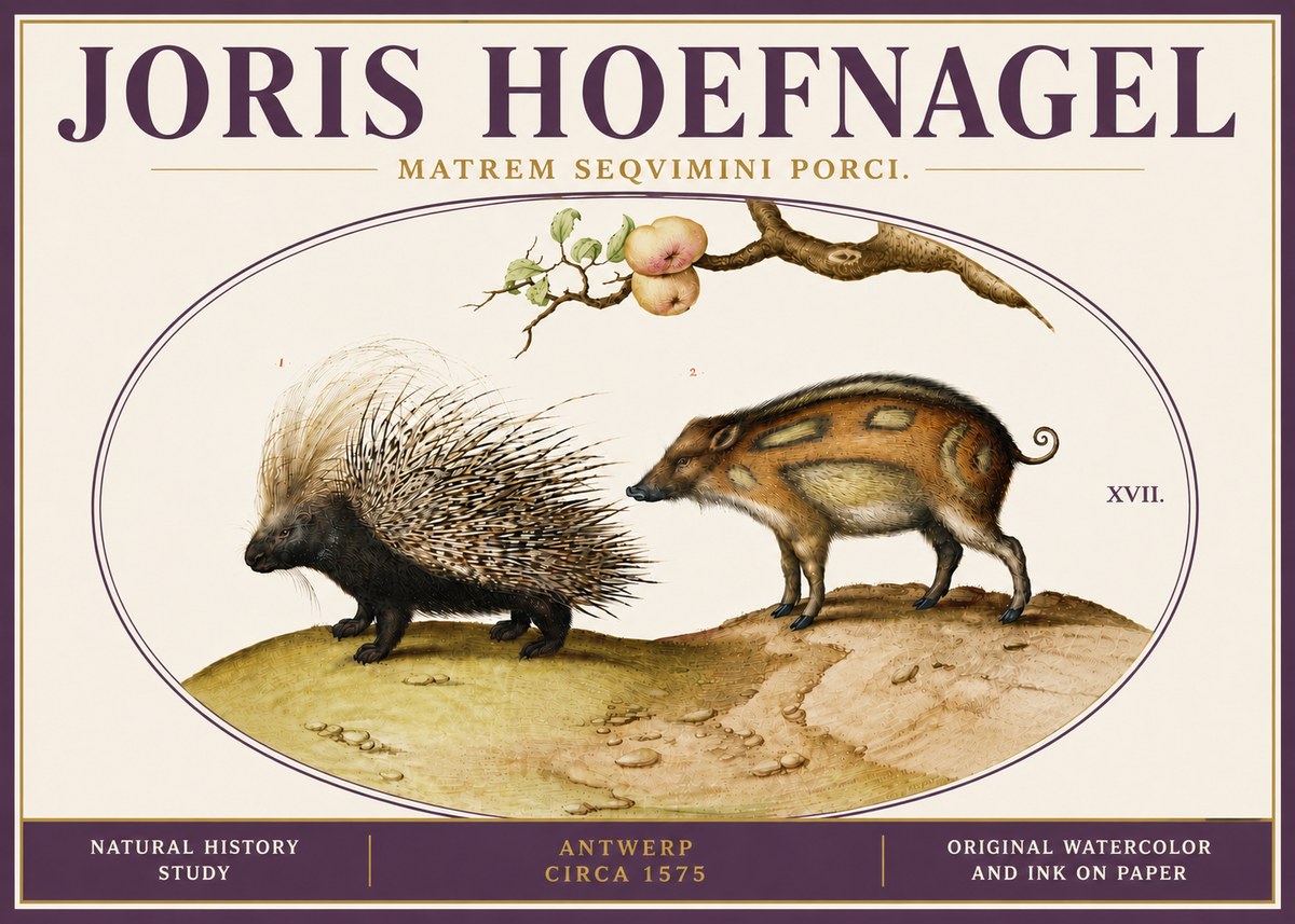 Joris Hoefnagel Matrem Seqvimini Porci. No6 - Poszter