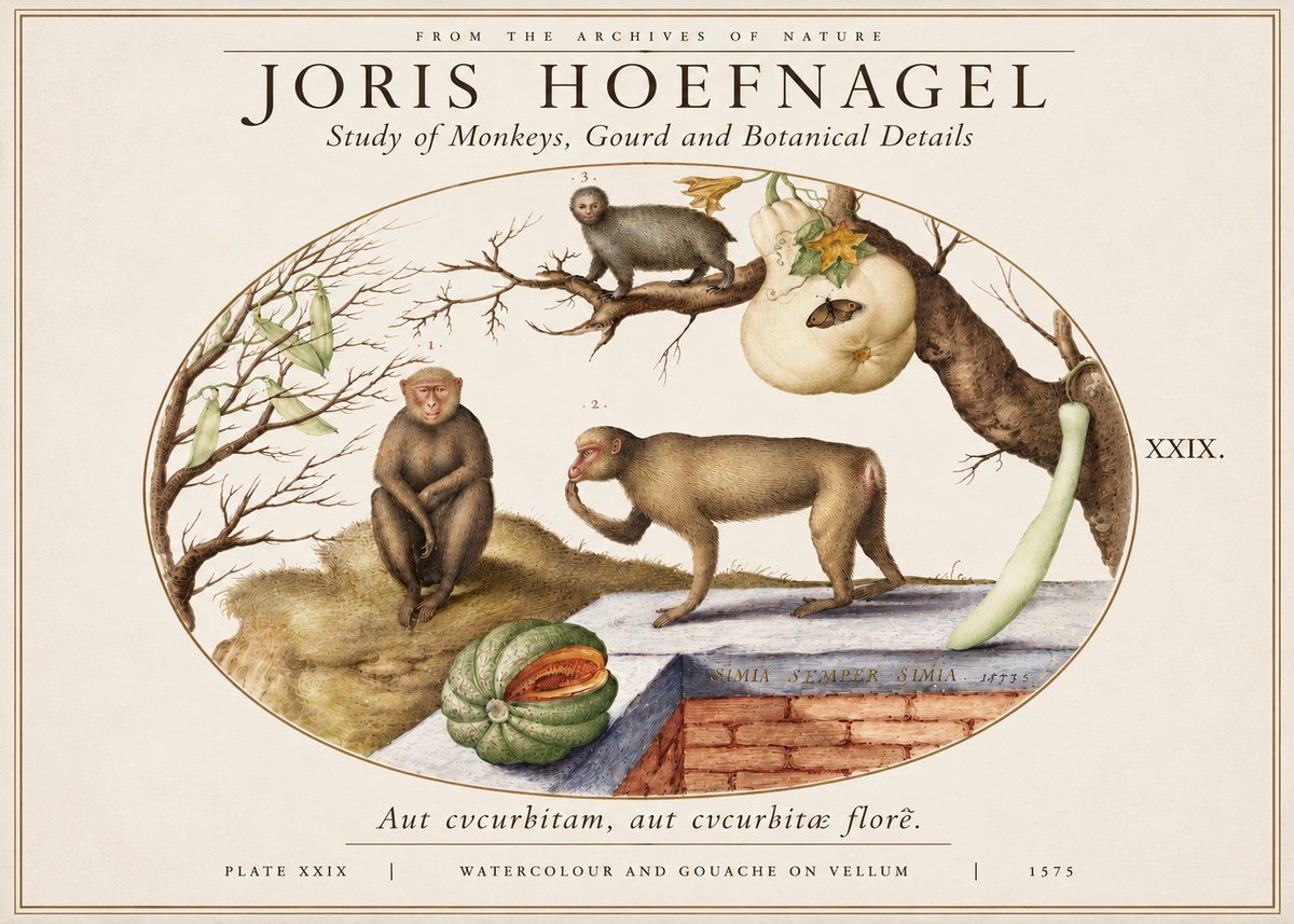 Joris Hoefnagel But Always a Monkey, Always a Monkey. Plate Xxix No6 - Poszter