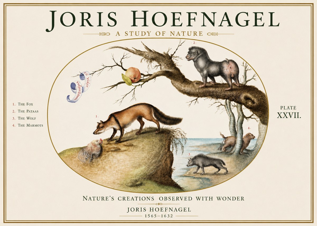 Joris Hoefnagel A Study of Nature - Plate Xxvii No3 - Poszter