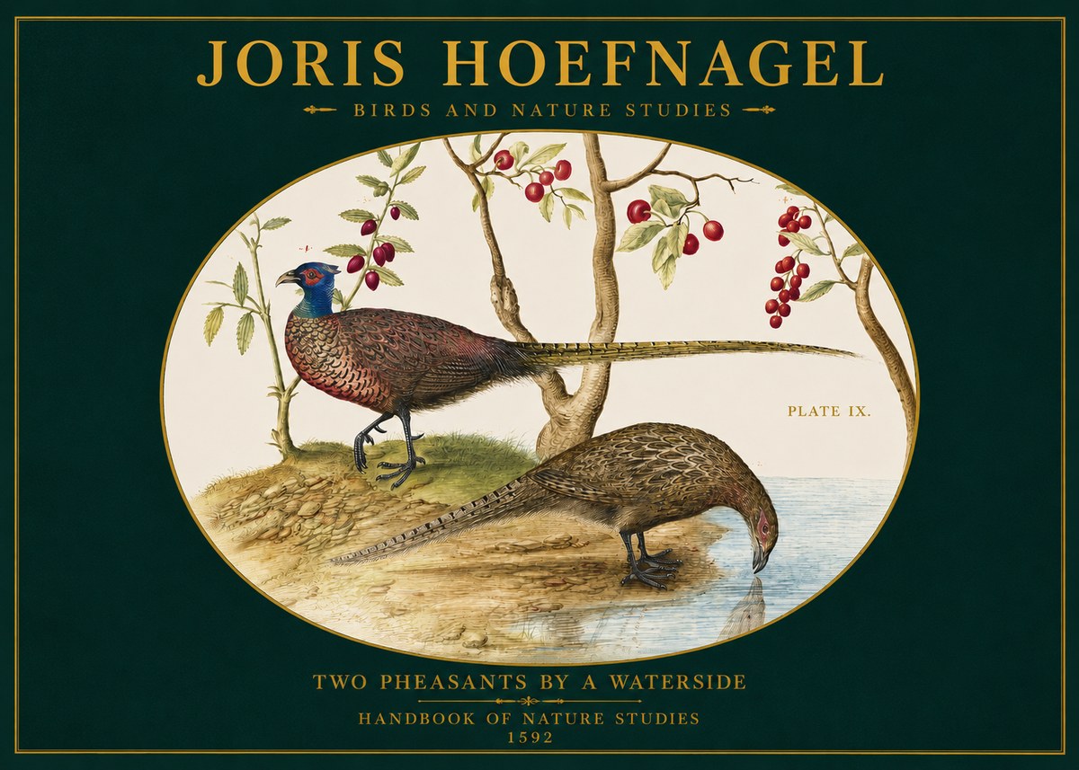 Joris Hoefnagel Peacocks and Pheasants Among Fruiting Branches No3 - Poszter