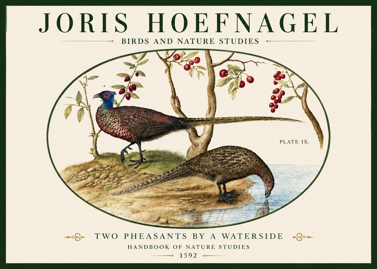 Joris Hoefnagel Peacocks and Pheasants Among Fruiting Branches No5 - Poszter
