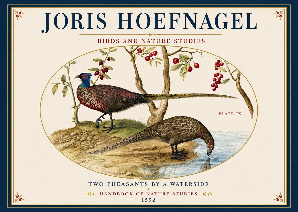 Joris Hoefnagel Peacocks and Pheasants Among Fruiting Branches No6 - Poszter