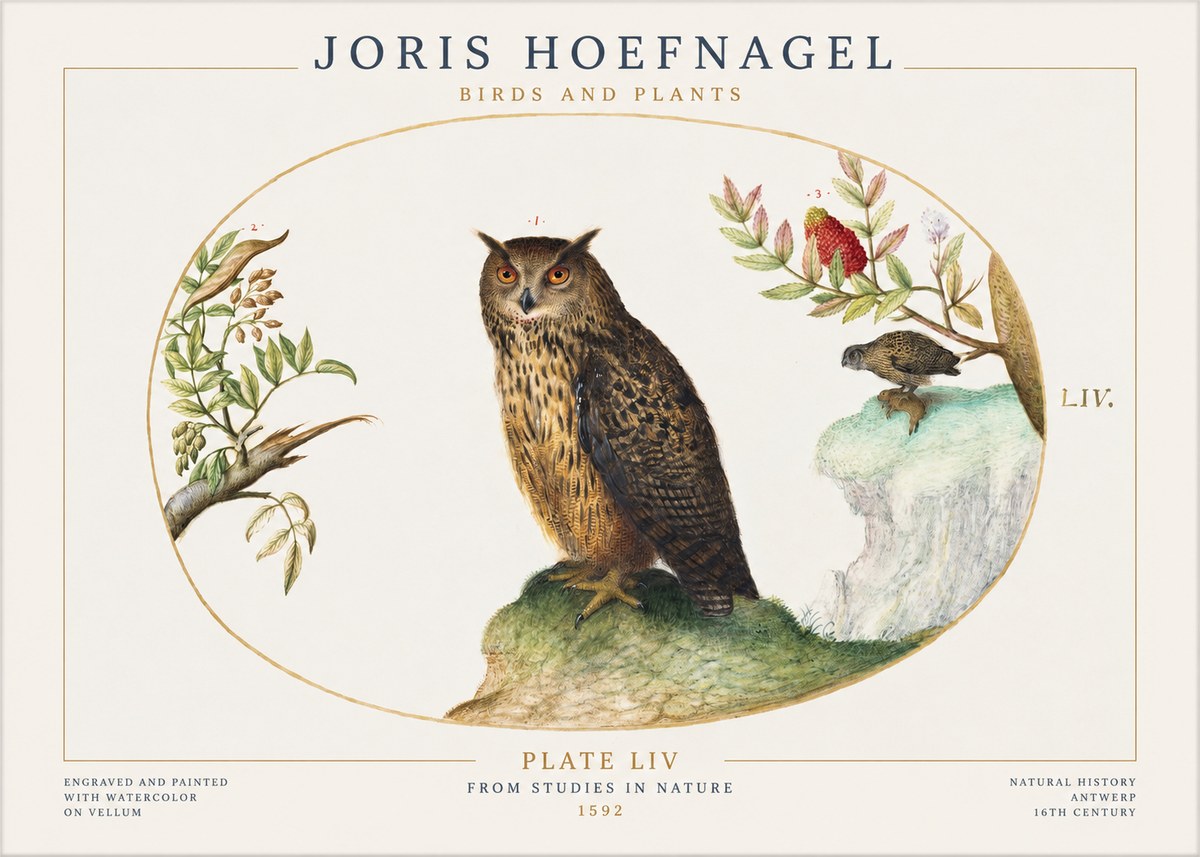 Joris Hoefnagel Bird Study Plate Liv No2 - Poszter