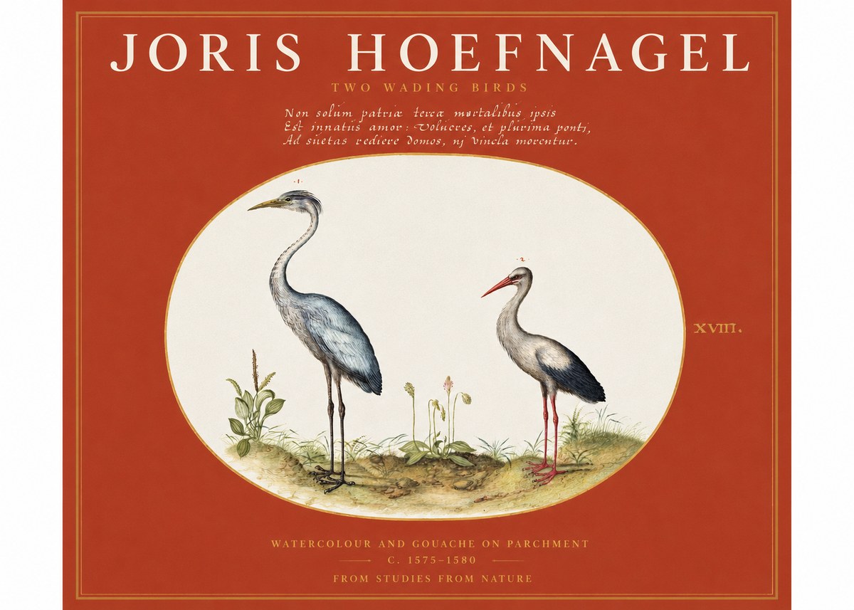 Joris Hoefnagel Study of Two Cranes No3 - Poszter