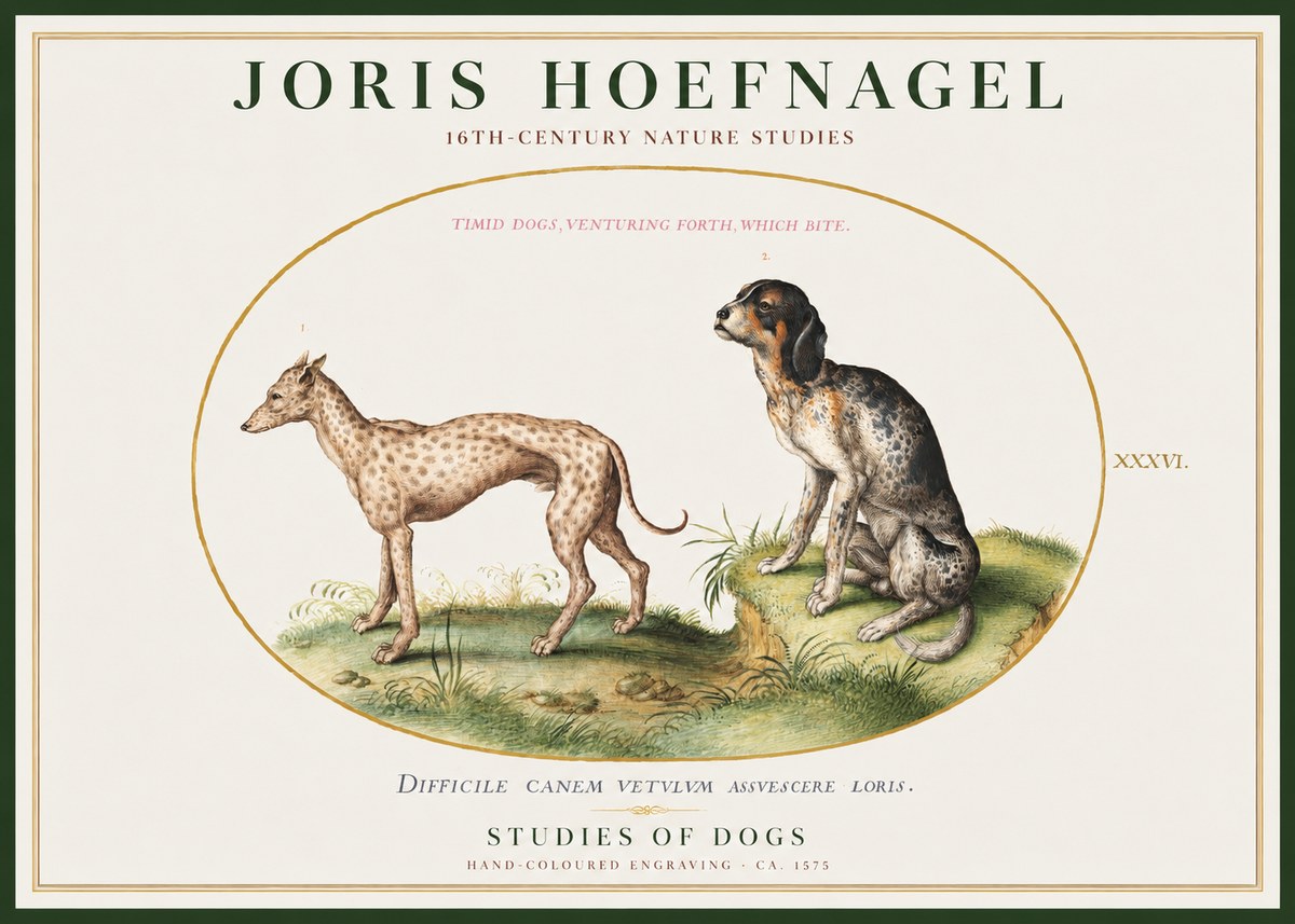 Joris Hoefnagel Studies of Dogs No1 - Poszter