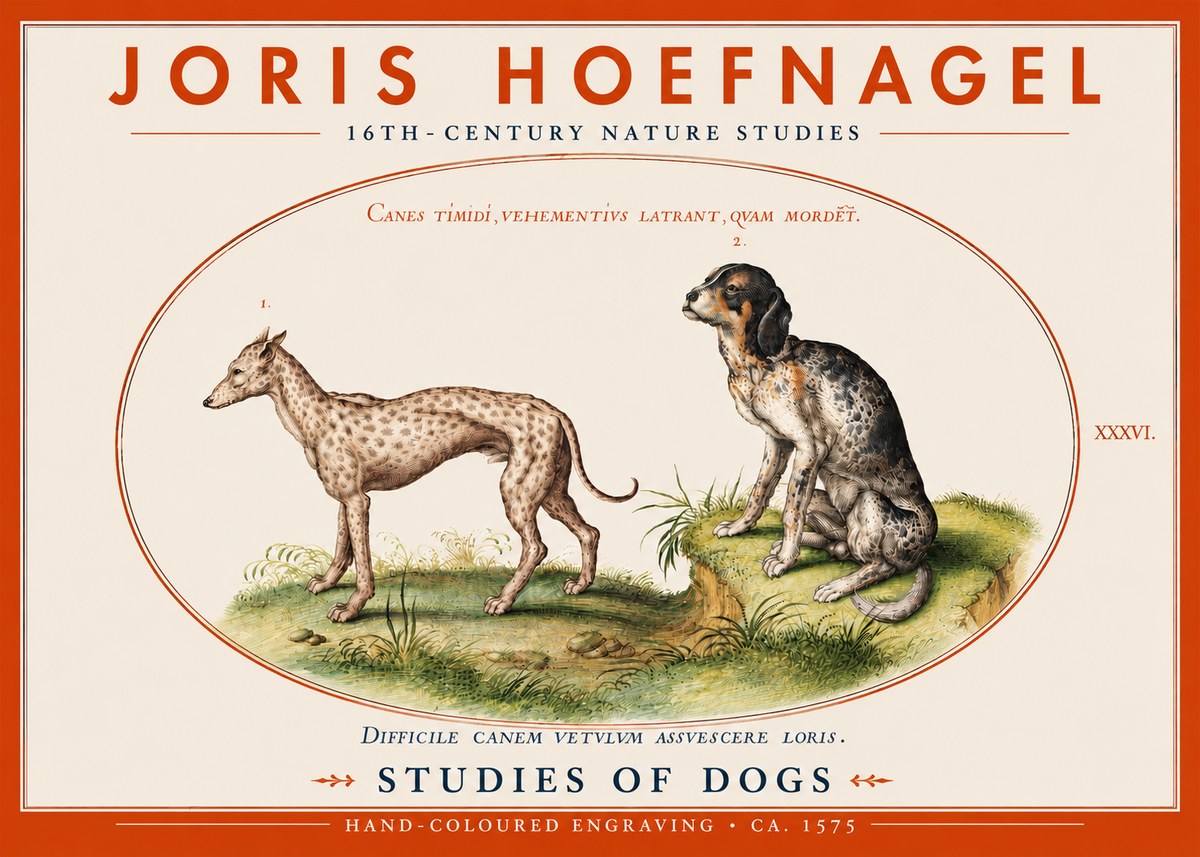 Joris Hoefnagel Studies of Dogs No4 - Poszter