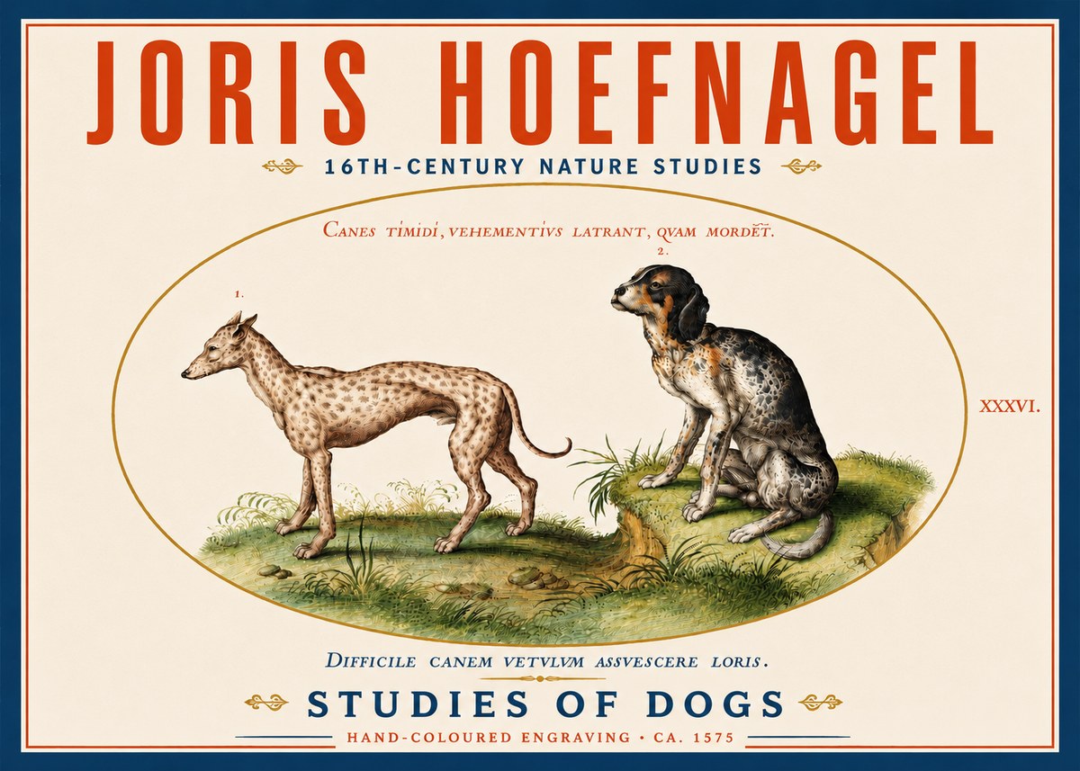 Joris Hoefnagel Studies of Dogs No5 - Poszter