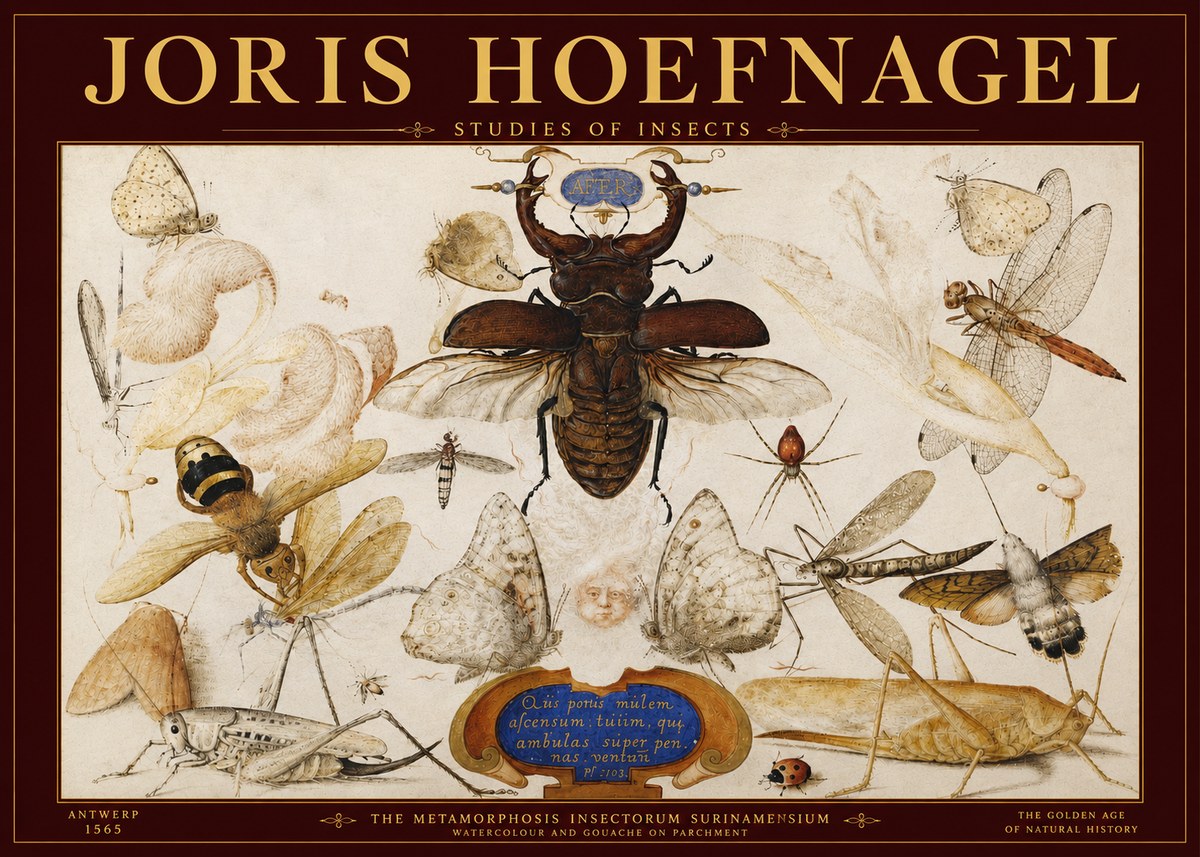 Joris Hoefnagel Studies of Insects I No3 - Poszter