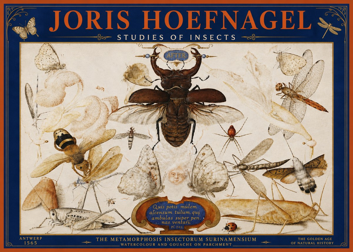 Joris Hoefnagel Studies of Insects I No4 - Poszter