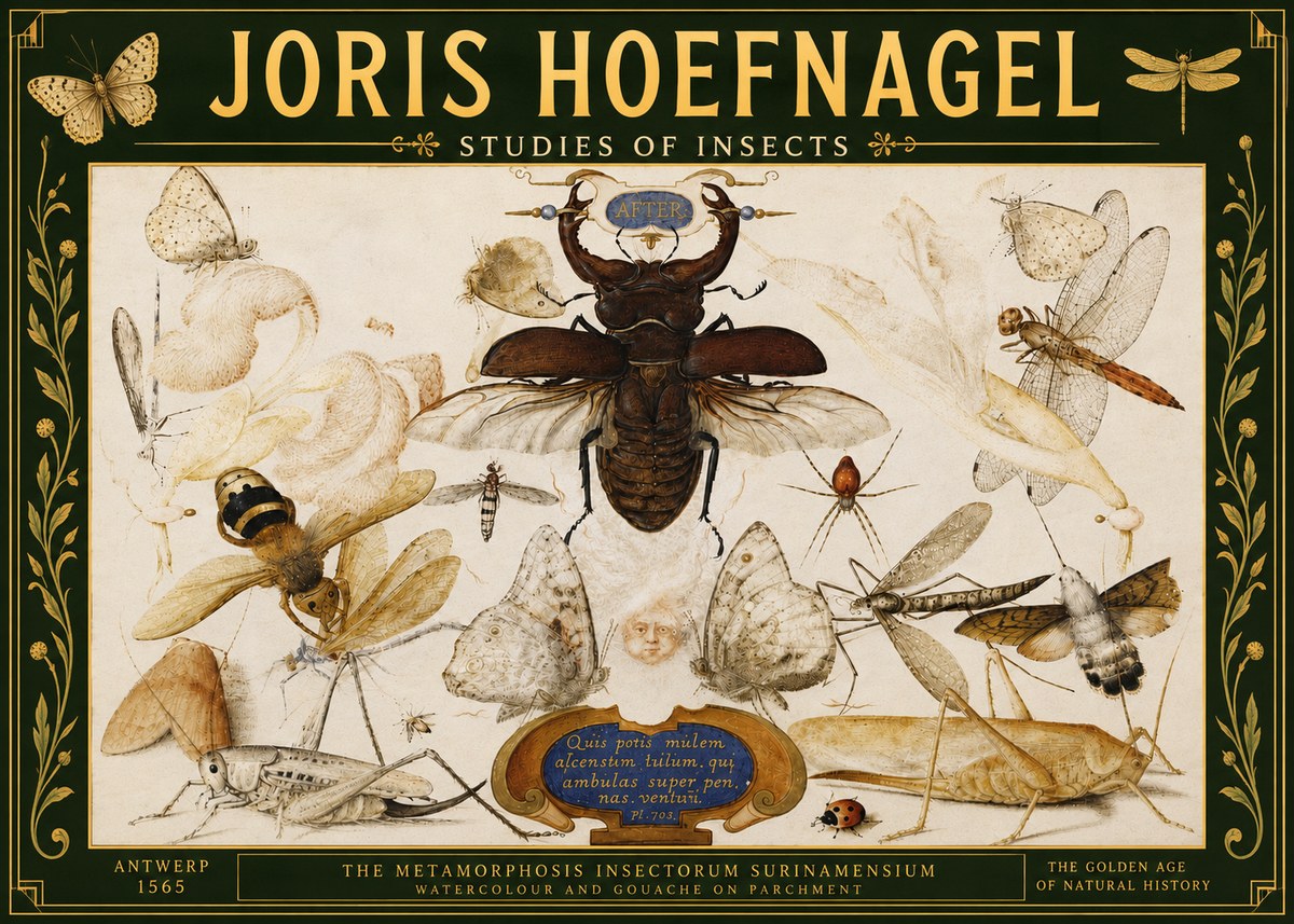 Joris Hoefnagel Studies of Insects I No5 - Poszter