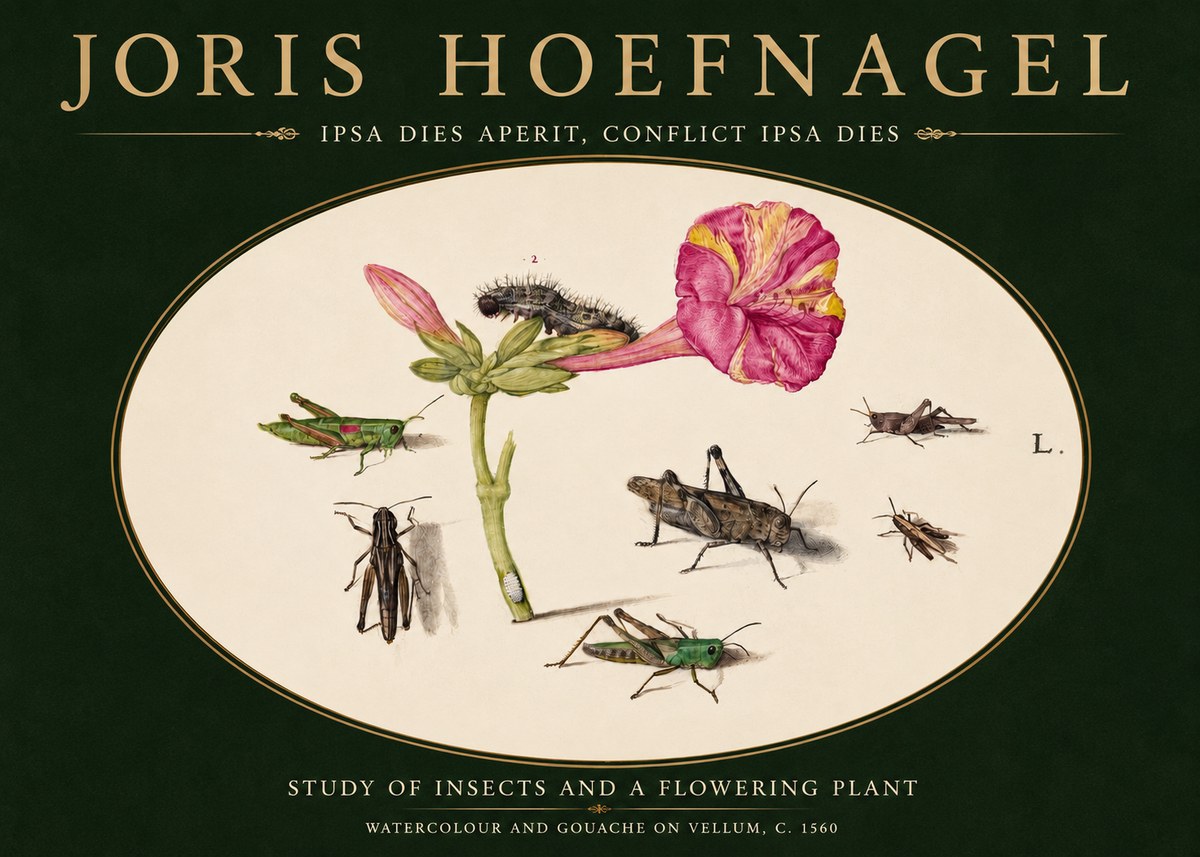 Joris Hoefnagel Study of Insects and a Flowering Plant No3 - Poszter