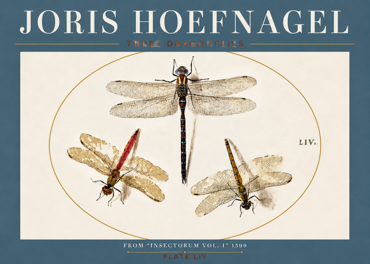 Joris Hoefnagel Three Dragonflies No4 - Poszter