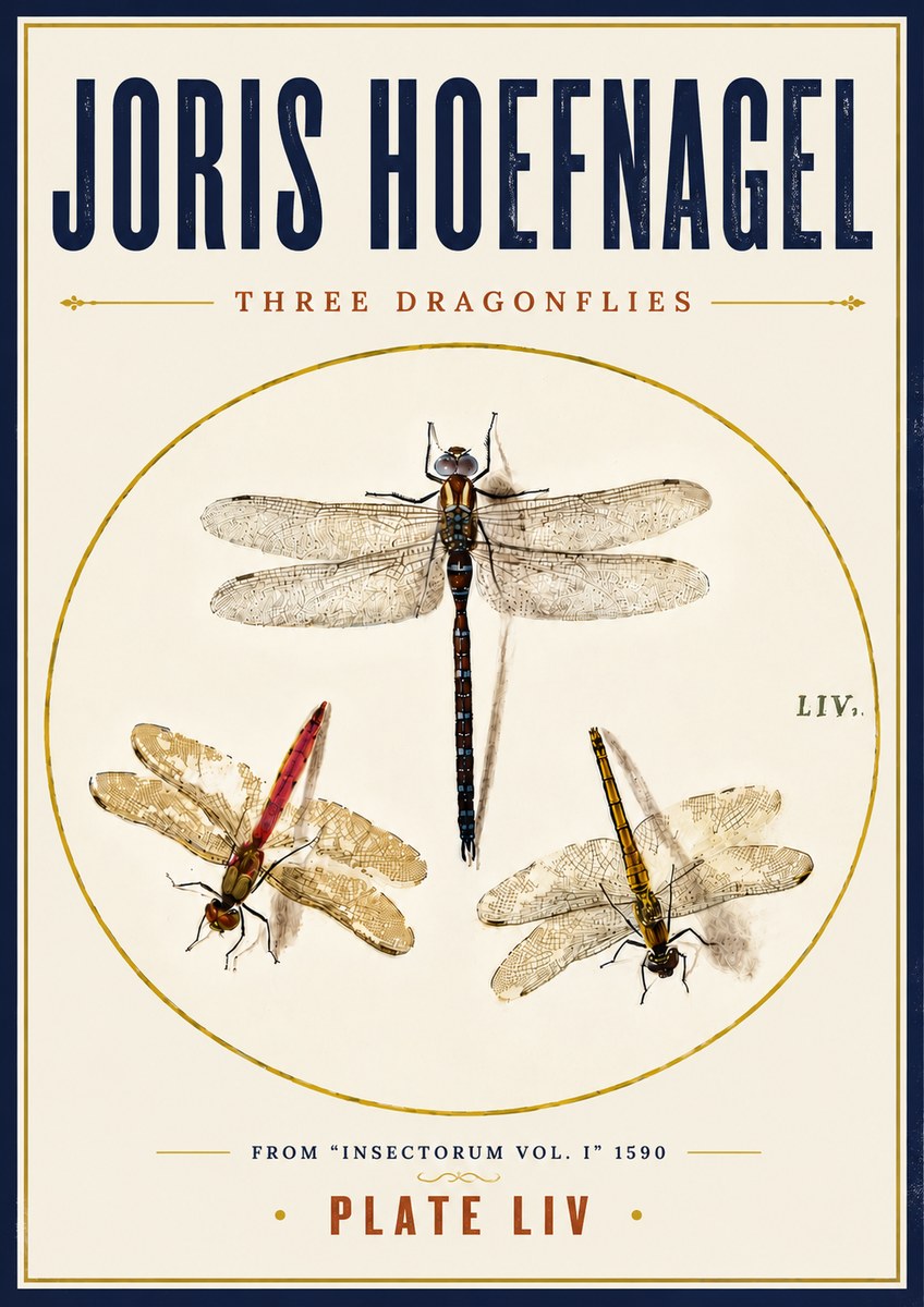 Joris Hoefnagel Three Dragonflies No6 - Poszter