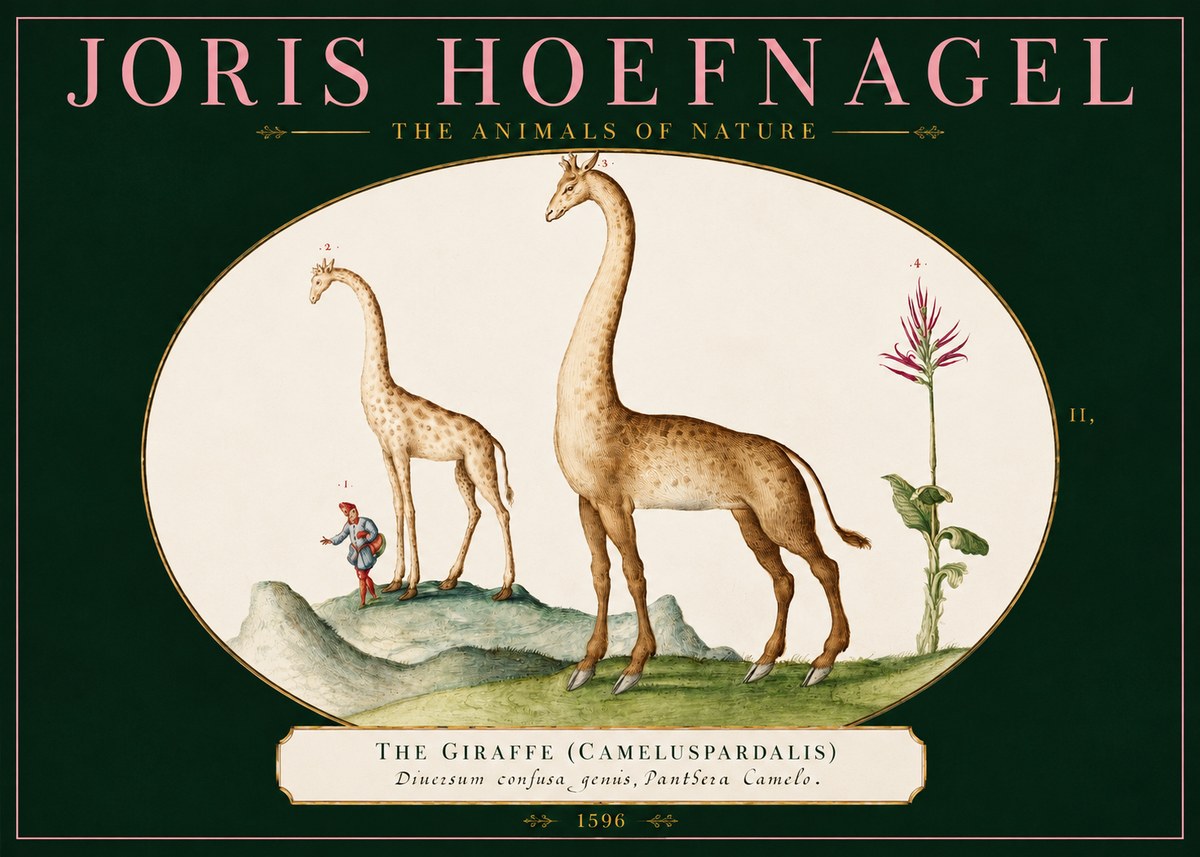 Joris Hoefnagel The Giraffe (Cameluspardalis) No2 - Poszter