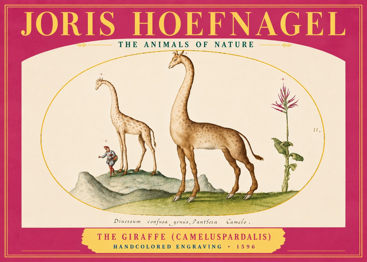 Joris Hoefnagel The Giraffe (Cameluspardalis) No4 - Poszter