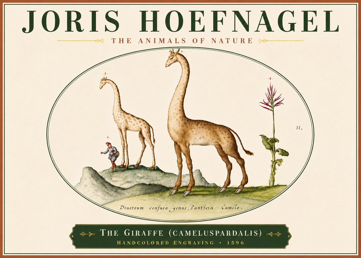 Joris Hoefnagel The Giraffe (Cameluspardalis) No6 - Poszter