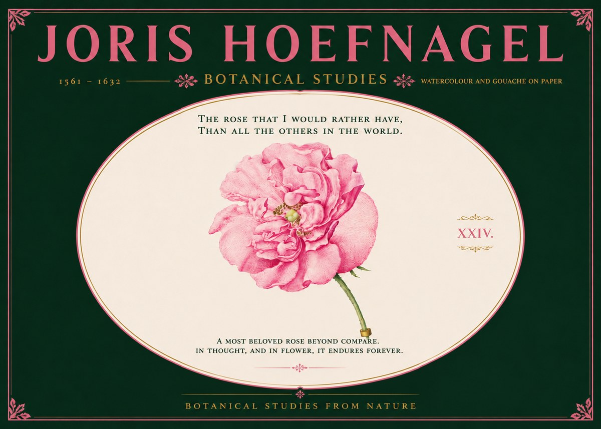 Joris Hoefnagel A Pink Damask Rose No6 - Poszter