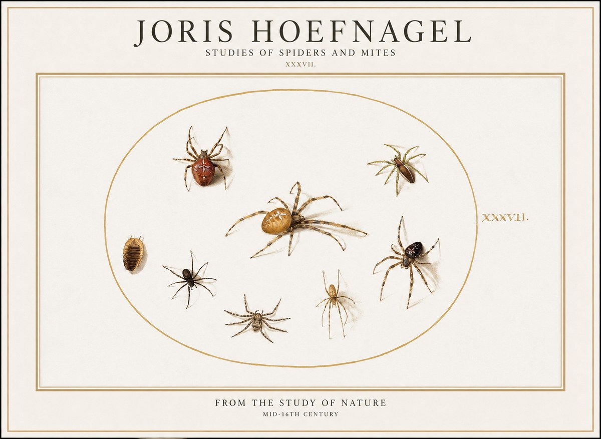 Joris Hoefnagel Study of Spiders and Mites - Plate Xxxvii. No2 - Poszter