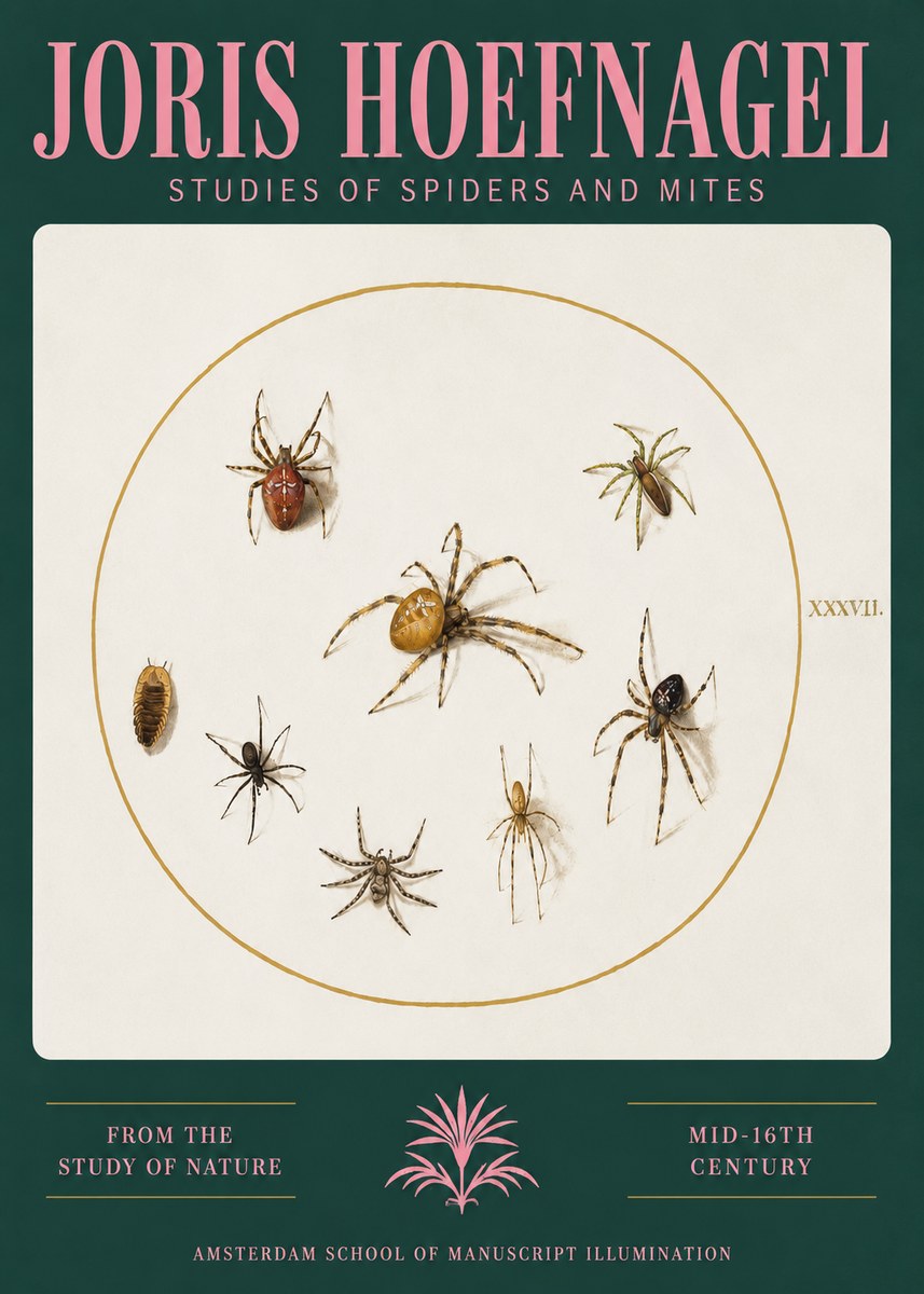 Joris Hoefnagel Study of Spiders and Mites - Plate Xxxvii. No3 - Poszter