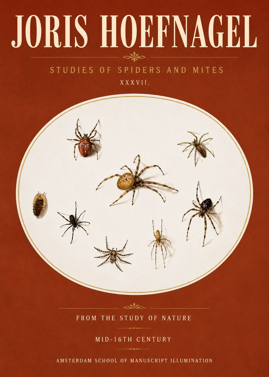 Joris Hoefnagel Study of Spiders and Mites - Plate Xxxvii. No6 - Poszter