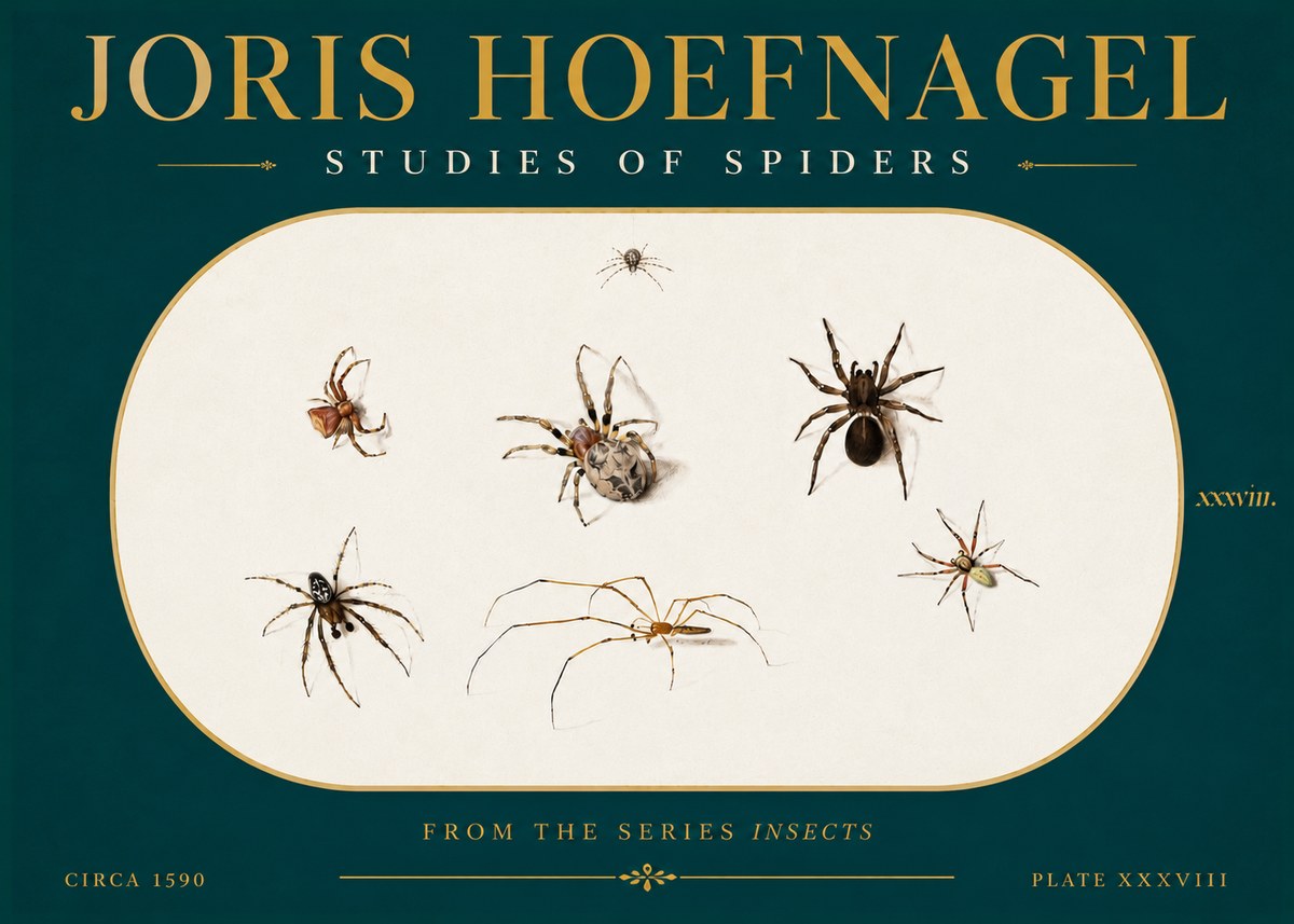 Joris Hoefnagel Studies of Spiders I No5 - Poszter