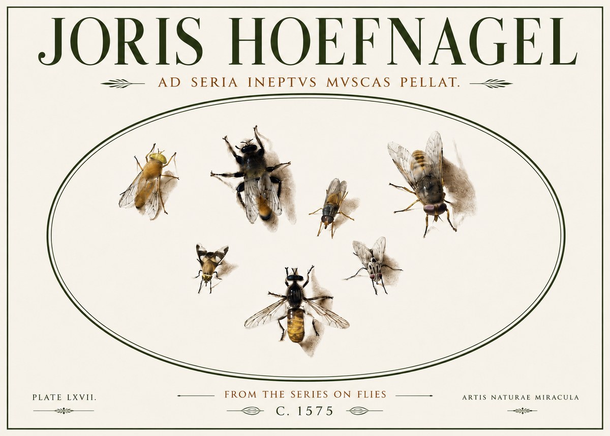 Joris Hoefnagel From the Series on Flies - Plate Lxvii. No6 - Poszter