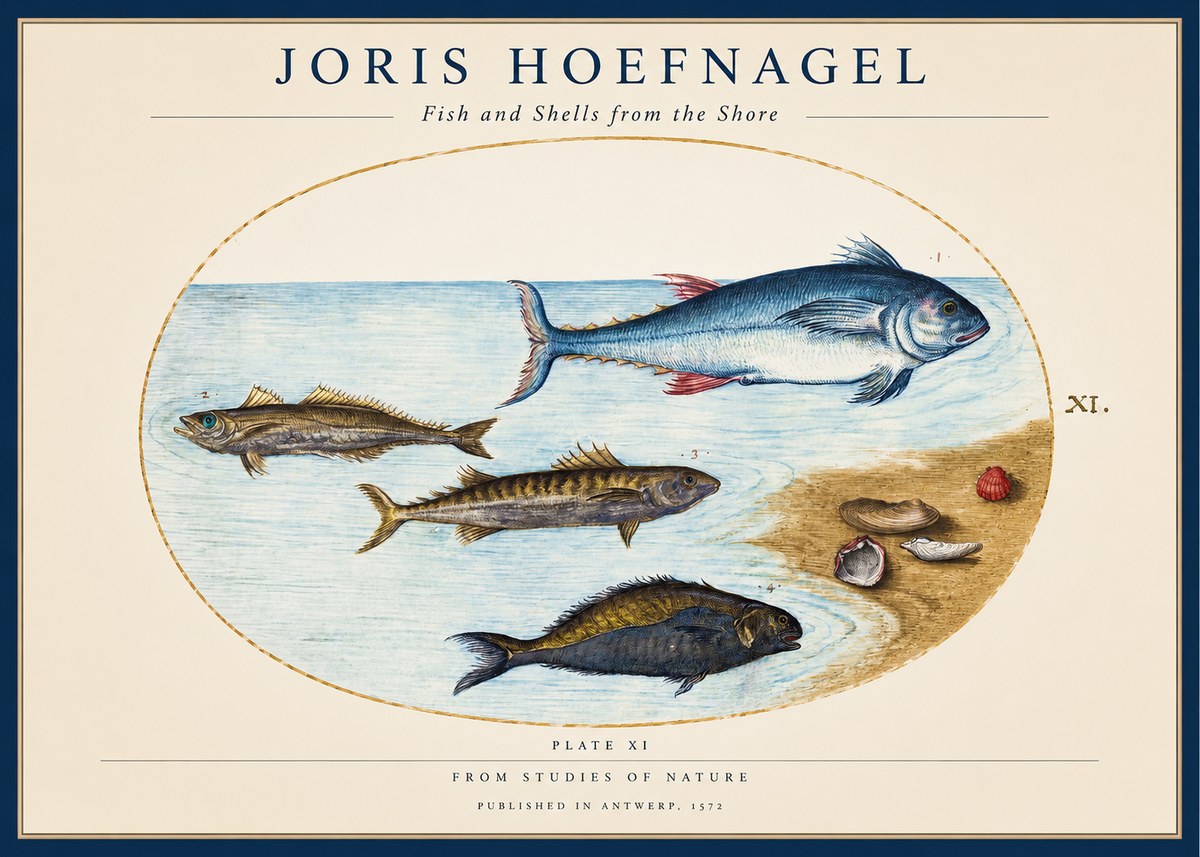 Joris Hoefnagel Fish and Shells from the Shore No1 - Poszter