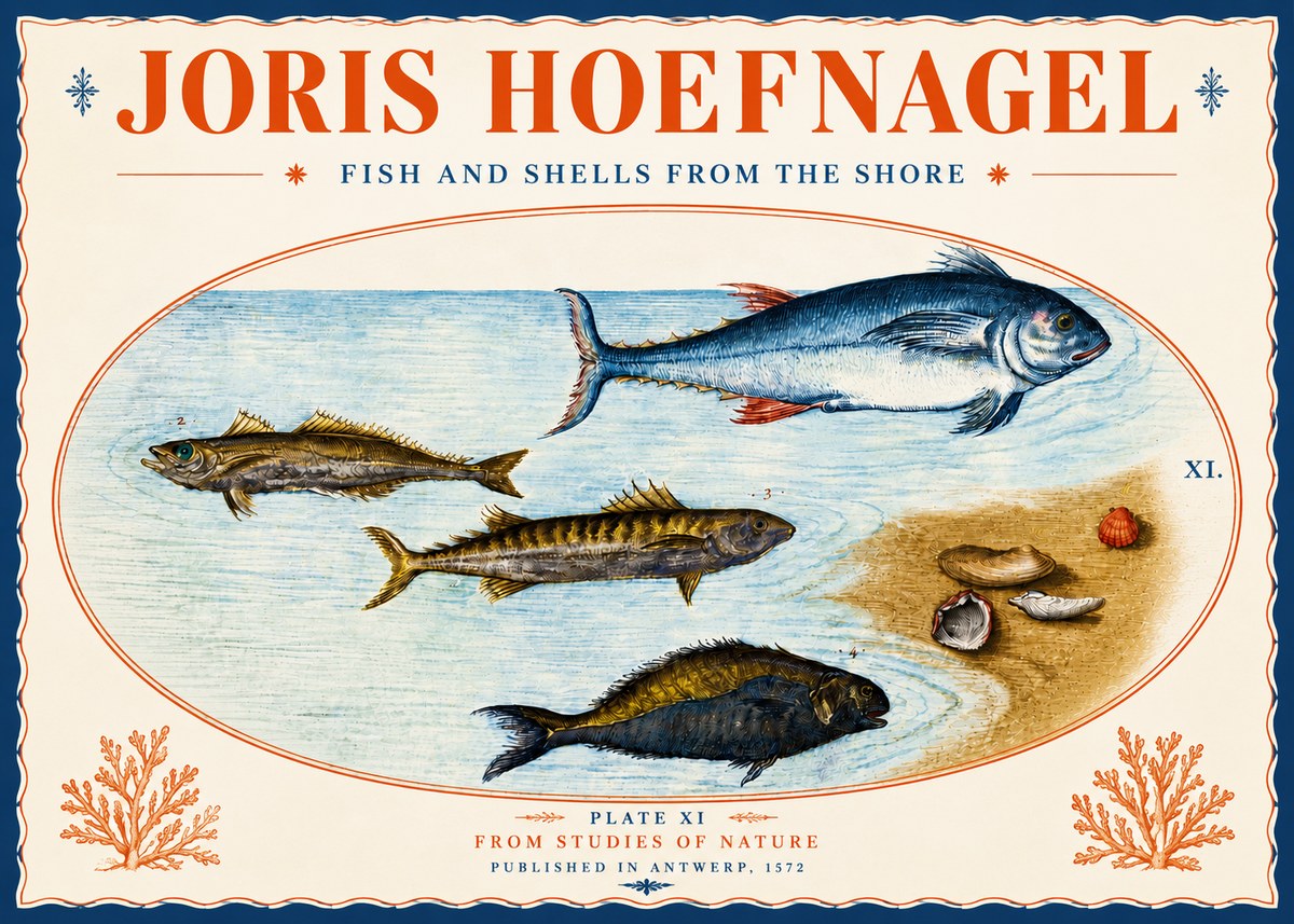 Joris Hoefnagel Fish and Shells from the Shore No5 - Poszter