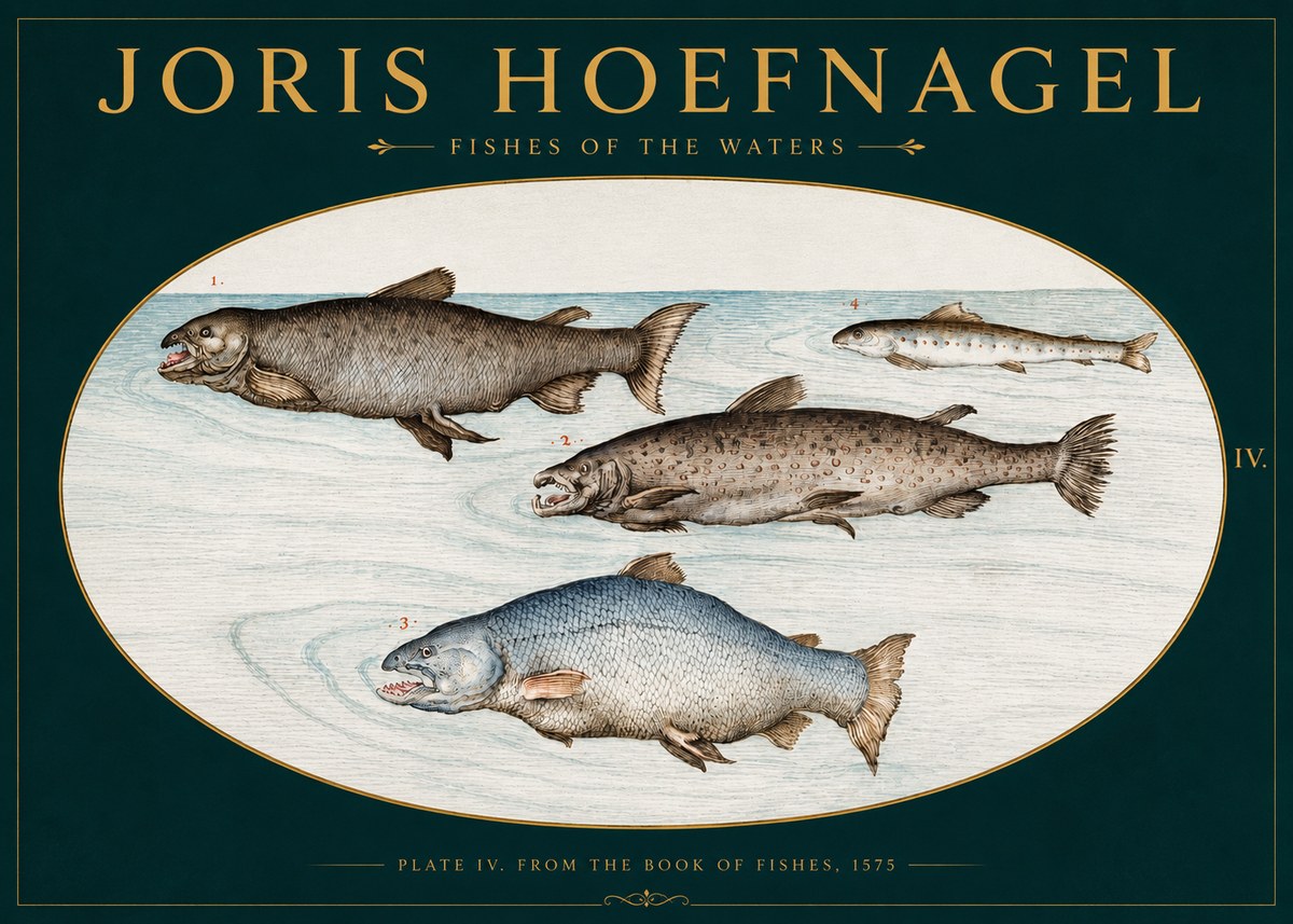 Joris Hoefnagel Fishes of the Waters I No3 - Poszter