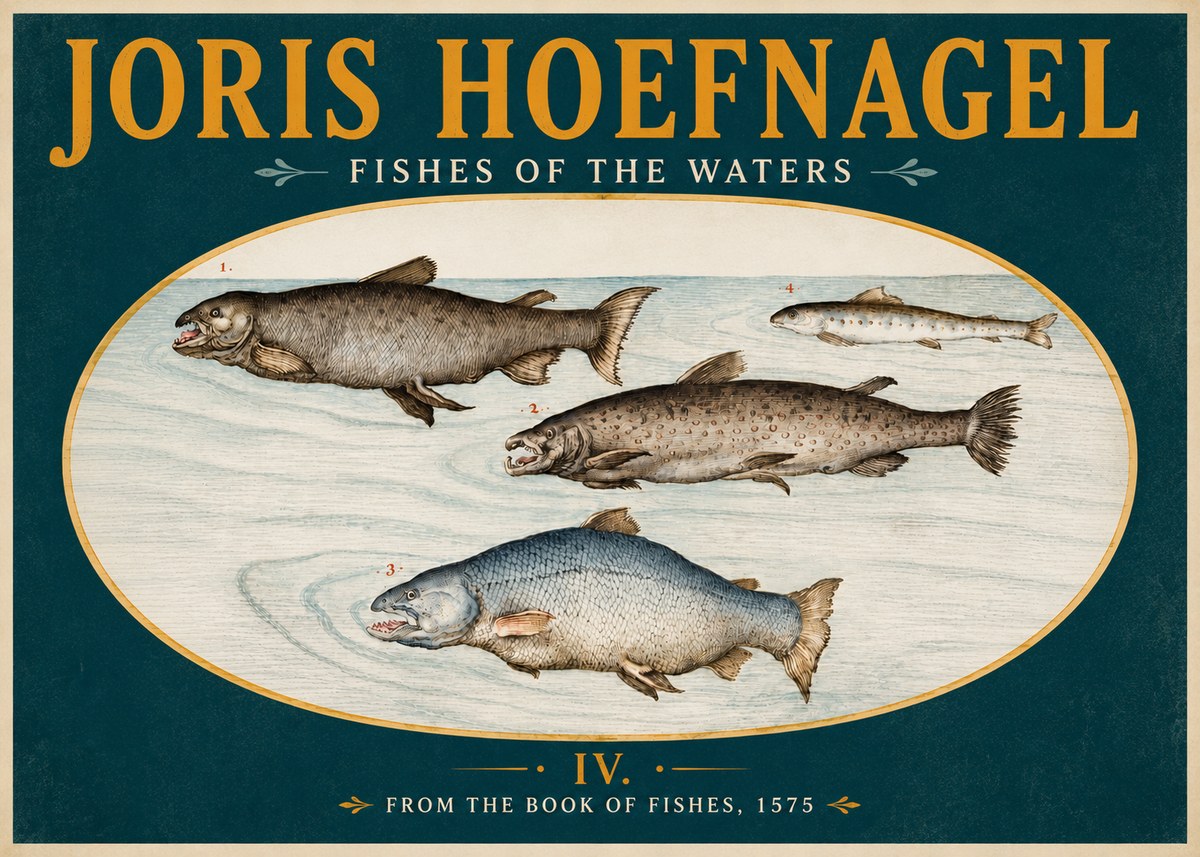 Joris Hoefnagel Fishes of the Waters I No5 - Poszter