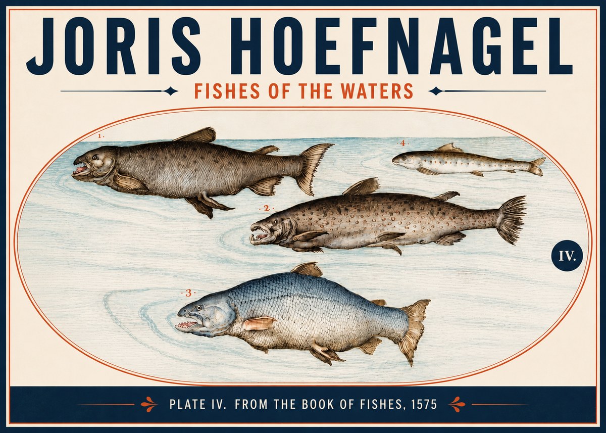 Joris Hoefnagel Fishes of the Waters I No6 - Poszter