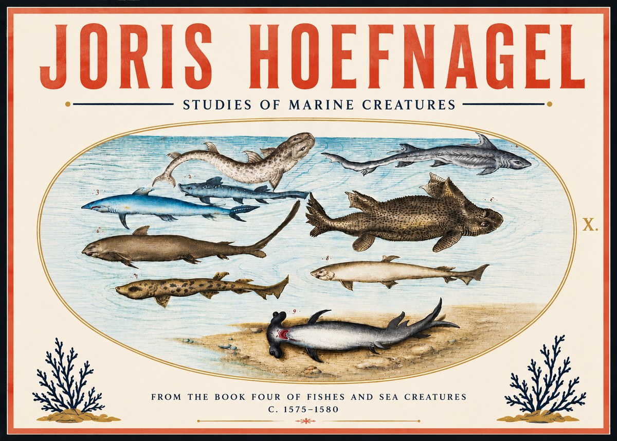Joris Hoefnagel Studies of Marine Creatures No6 - Poszter