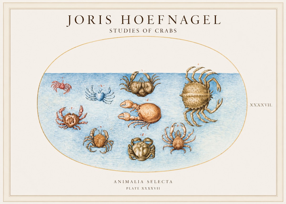 Joris Hoefnagel Studies of Crabs No1 - Poszter