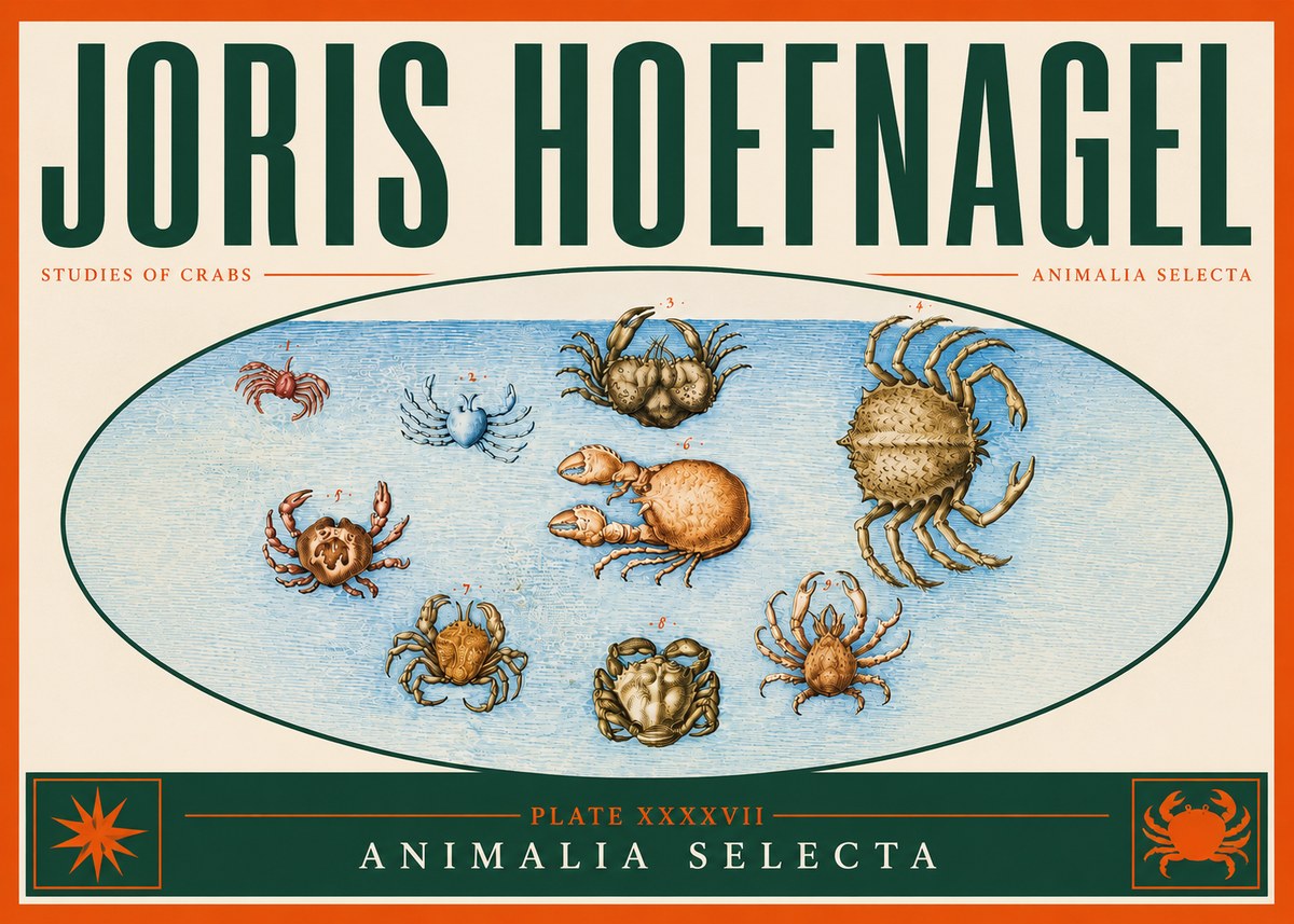 Joris Hoefnagel Studies of Crabs No4 - Poszter