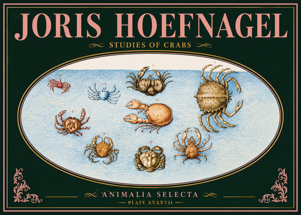 Joris Hoefnagel Studies of Crabs No5 - Poszter