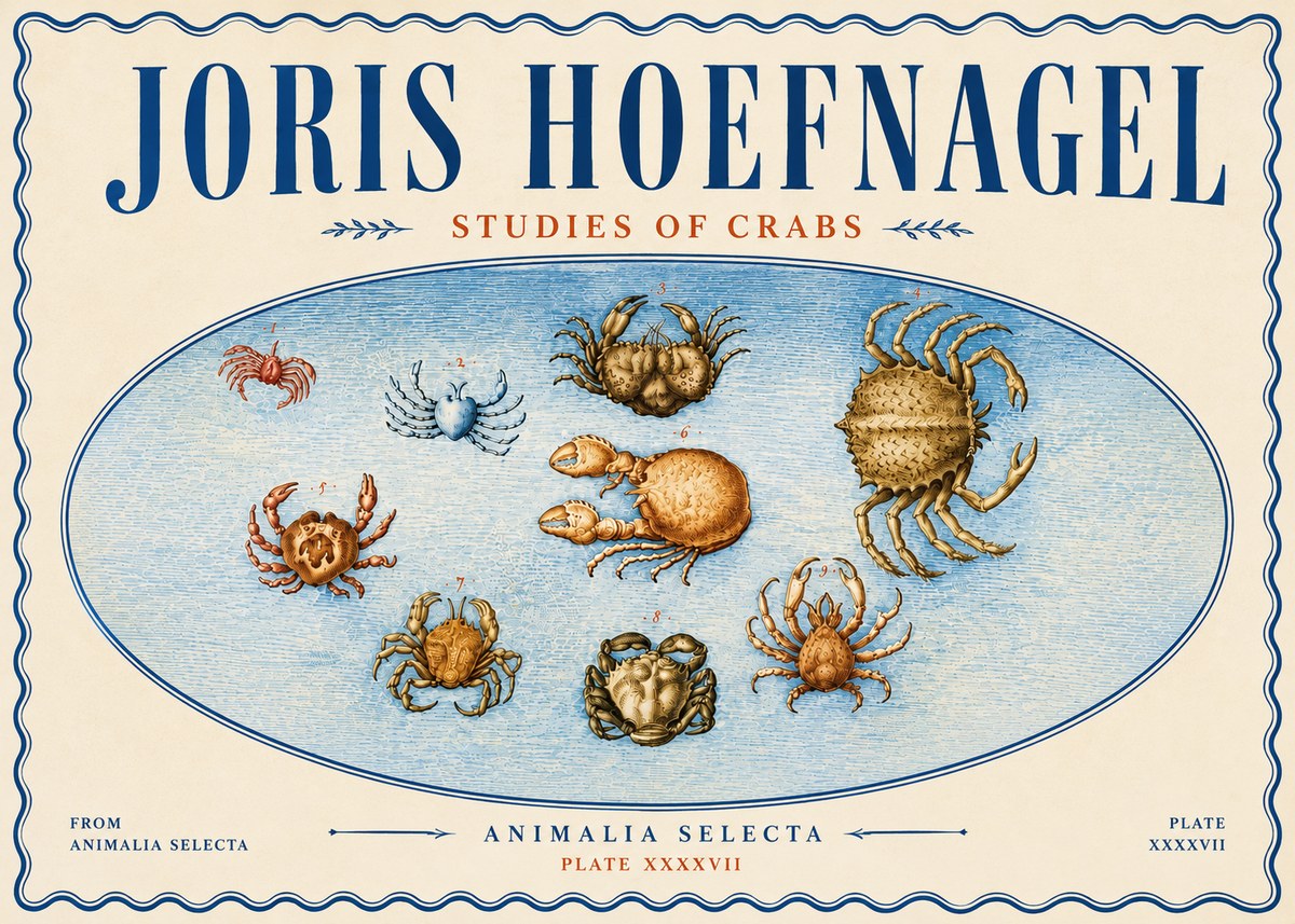 Joris Hoefnagel Studies of Crabs No6 - Poszter