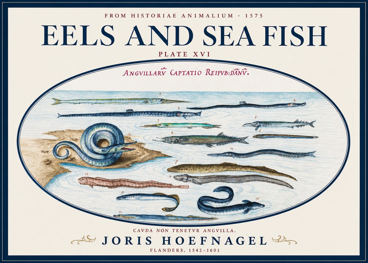Joris Hoefnagel Eels and Sea Fish No3 - Poszter