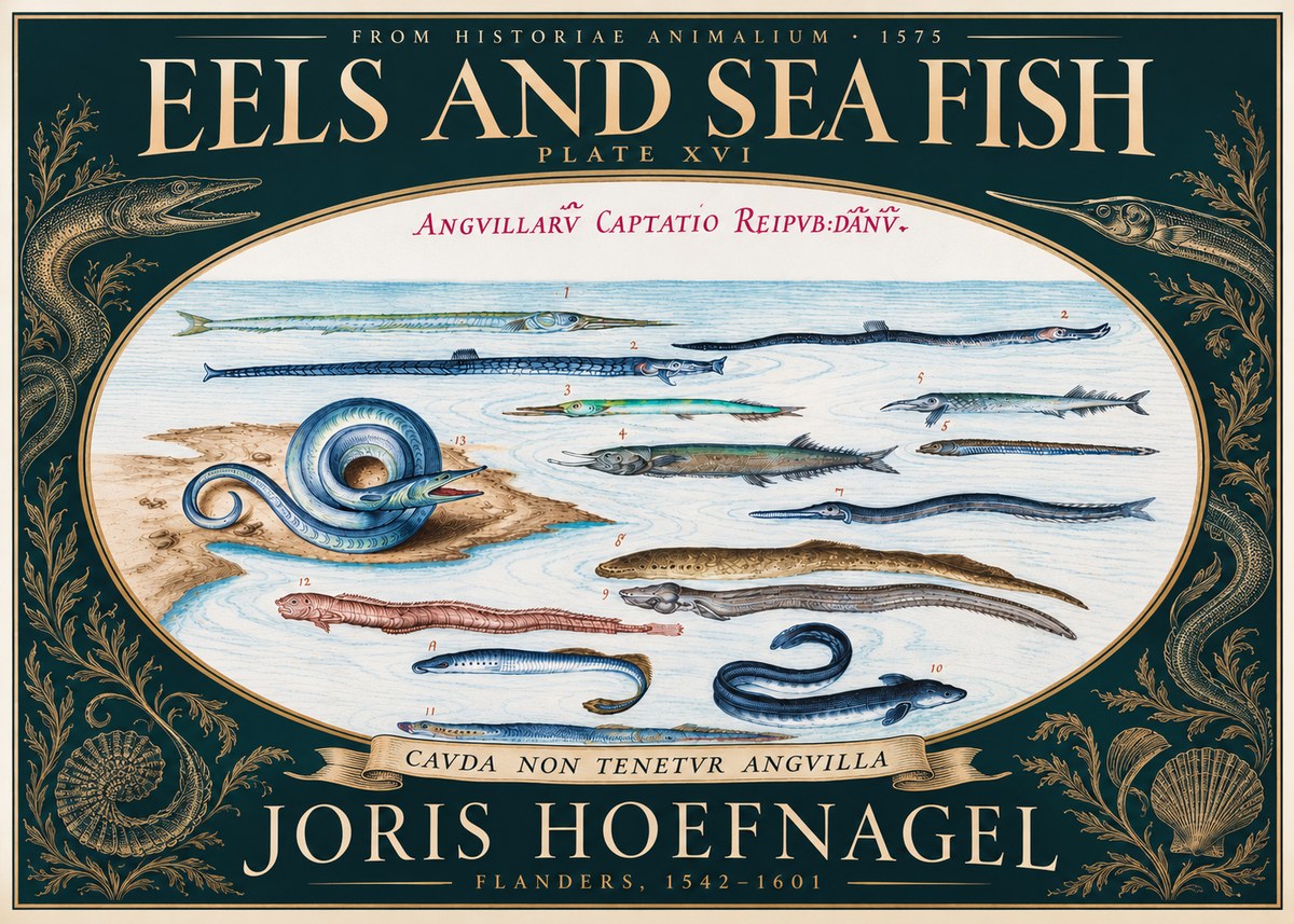 Joris Hoefnagel Eels and Sea Fish No5 - Poszter