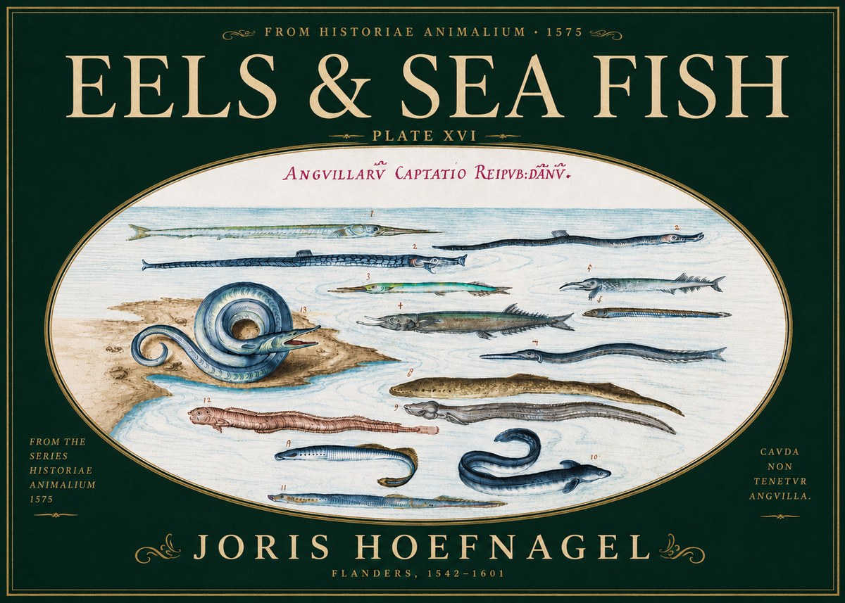 Joris Hoefnagel Eels and Sea Fish No6 - Poszter