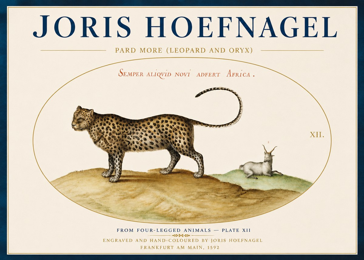 Joris Hoefnagel Pard More (Leopard and Oryx) No4 - Poszter