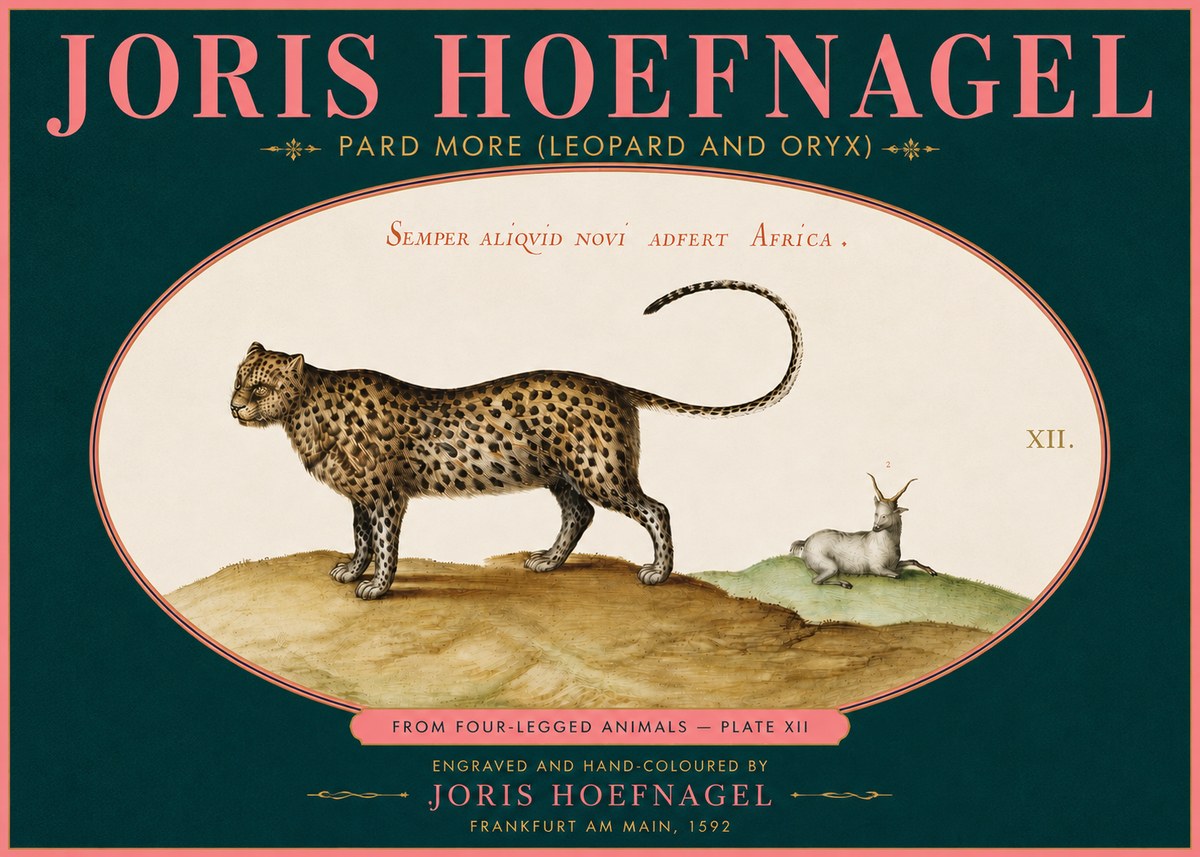 Joris Hoefnagel Pard More (Leopard and Oryx) No5 - Poszter