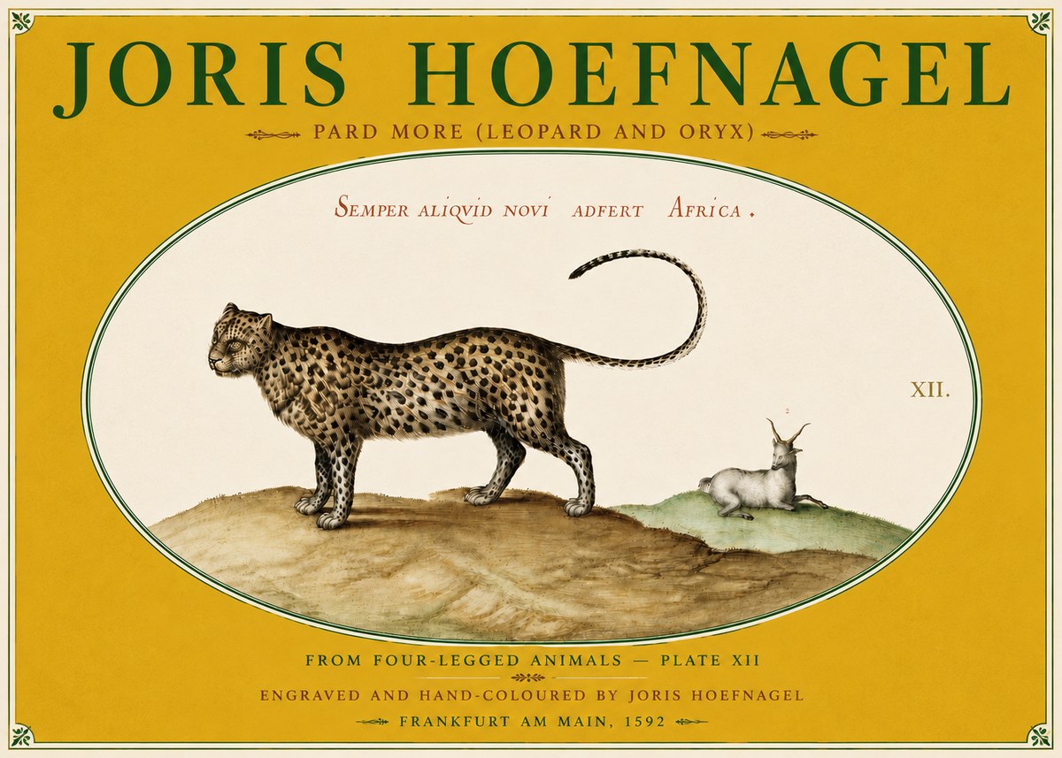 Joris Hoefnagel Pard More (Leopard and Oryx) No6 - Poszter