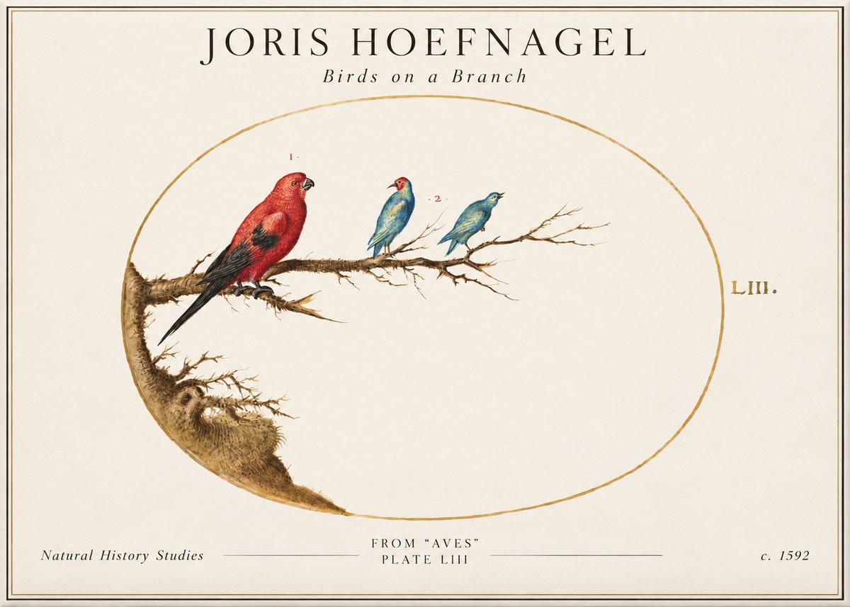 Joris Hoefnagel Birds on a Branch No2 - Poszter