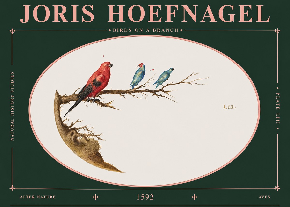 Joris Hoefnagel Birds on a Branch No6 - Poszter