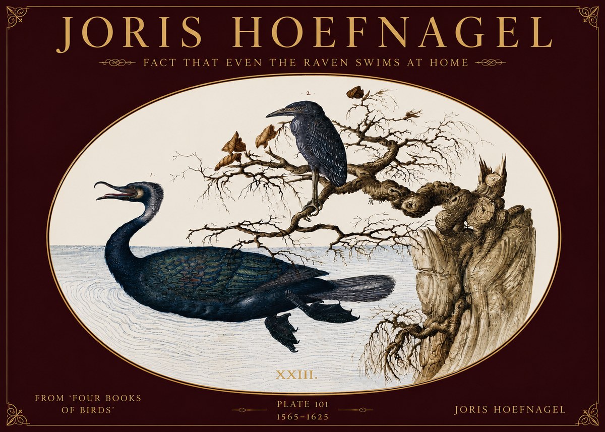 Joris Hoefnagel Fact That Even the Raven Swims at Home No5 - Poszter