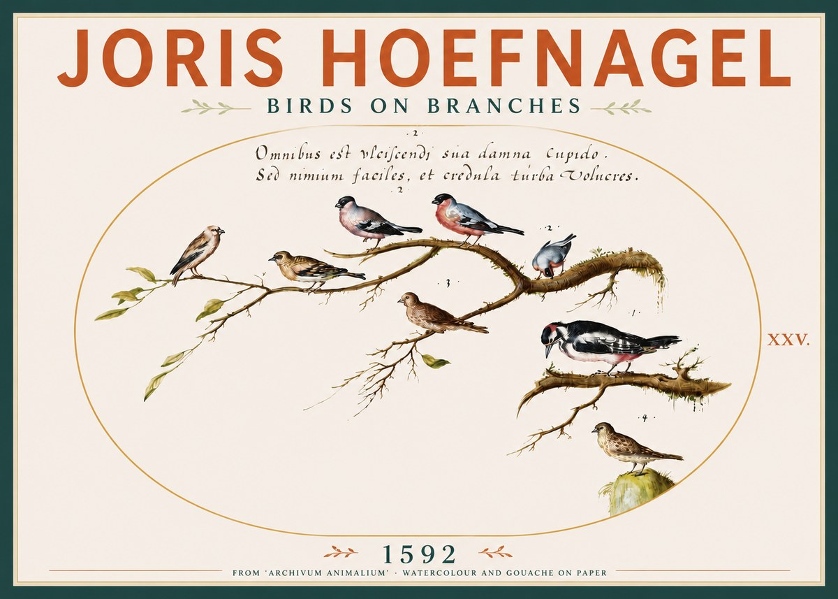 Joris Hoefnagel Birds on Branches No4 - Poszter