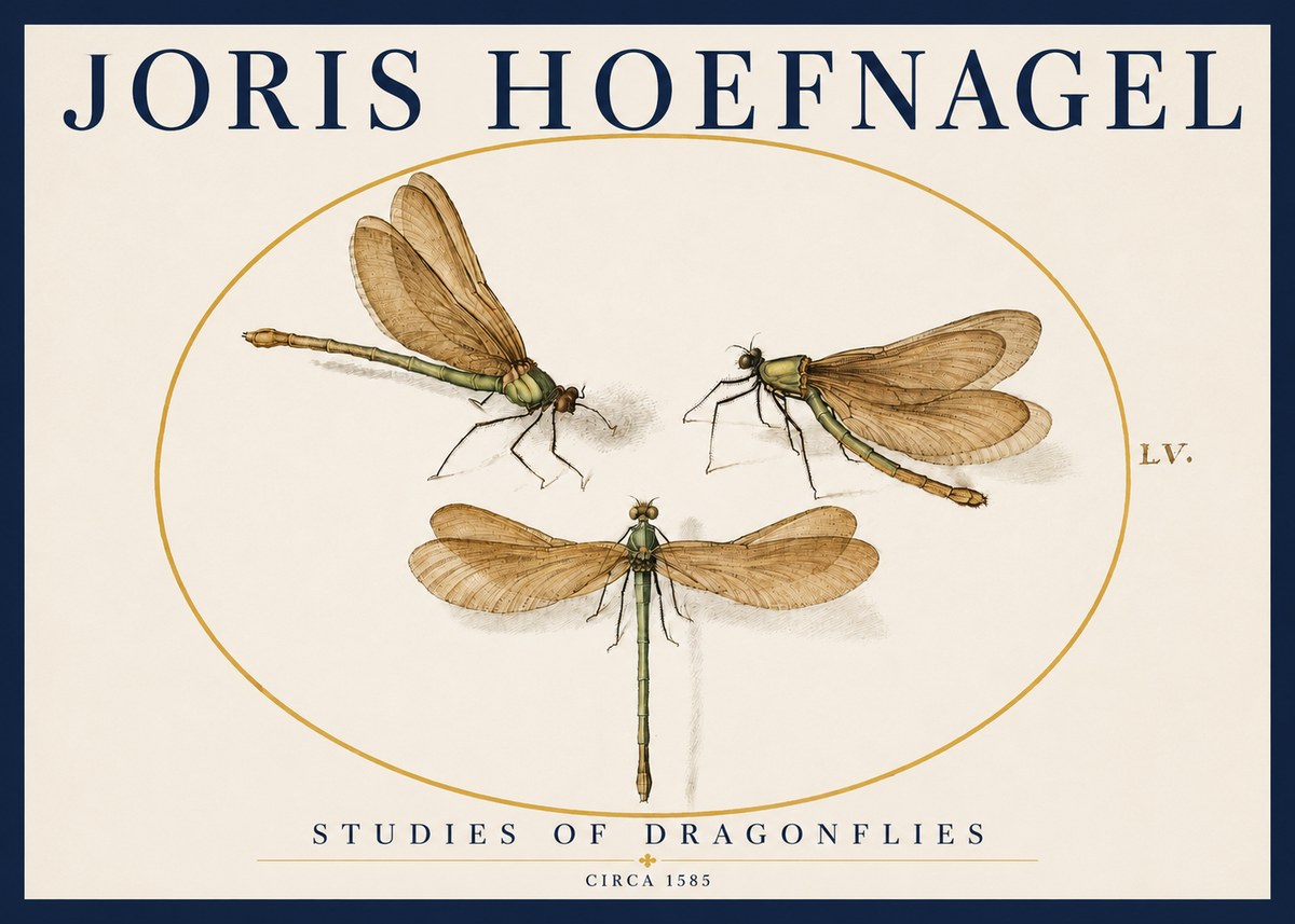 Joris Hoefnagel Studies of Dragonflies No3 - Poszter