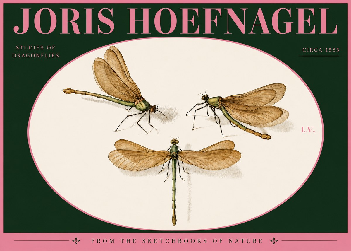 Joris Hoefnagel Studies of Dragonflies No4 - Poszter